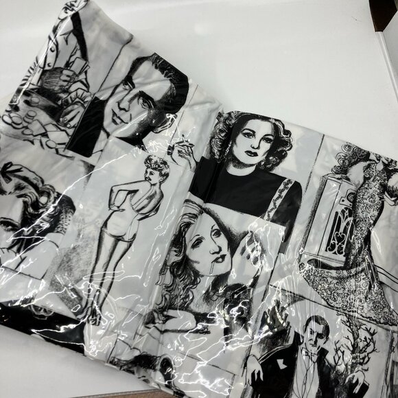 Deadstock Decor Accord Vinyl Shower Curtain Hollywood Stars Black & White Vtg - Picture 7 of 10